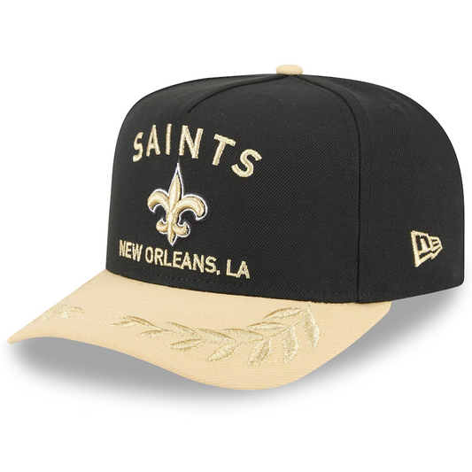 NEW ORLEANS SAINTS 2025 NFL DRAFT 9FIFTY A-FRAME SNAPBACK HAT - BLACK/GOLD