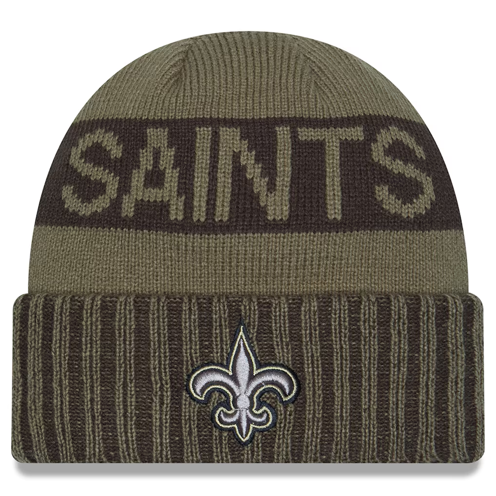 NEW ORLEANS SAINTS 2025 NFL SALUTE TO SERVICE CUFFED KNIT BEANIE - DARK GREEN
