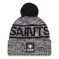 NEW ORLEANS SAINTS 2025 NFL SIDELINE COLD WEATHER CUFFED KNIT WITH POM - BLACK