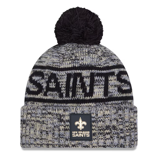 NEW ORLEANS SAINTS 2025 NFL SIDELINE COLD WEATHER CUFFED KNIT WITH POM - BLACK