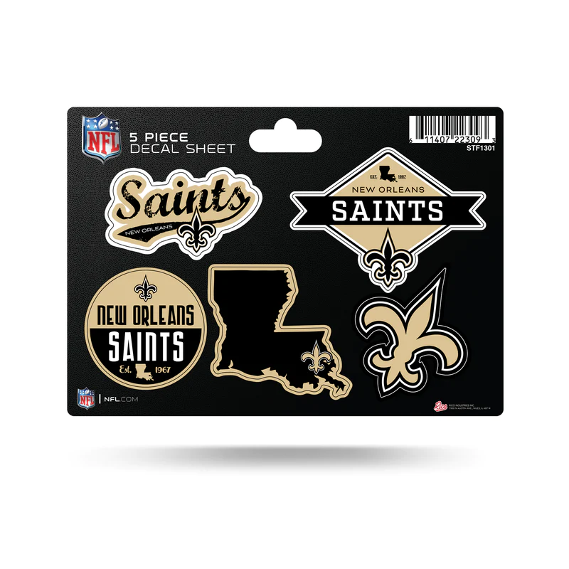 NEW ORLEANS SAINTS 5-PIECE STICKER SHEET