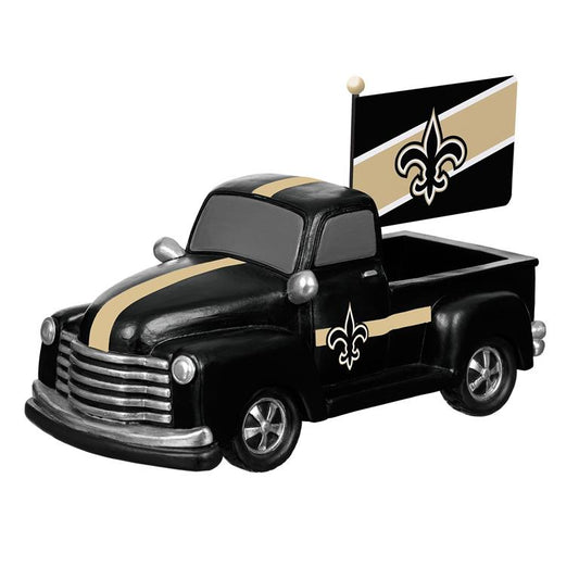 NEW ORLEANS SAINTS 9" RALLY TRUCK GARDEN STATUE WITH FLAG