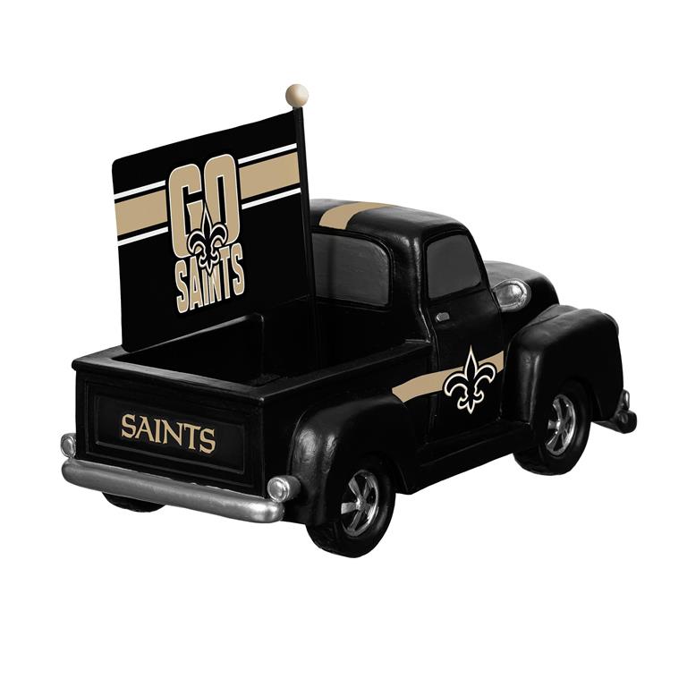 NEW ORLEANS SAINTS 9" RALLY TRUCK GARDEN STATUE WITH FLAG