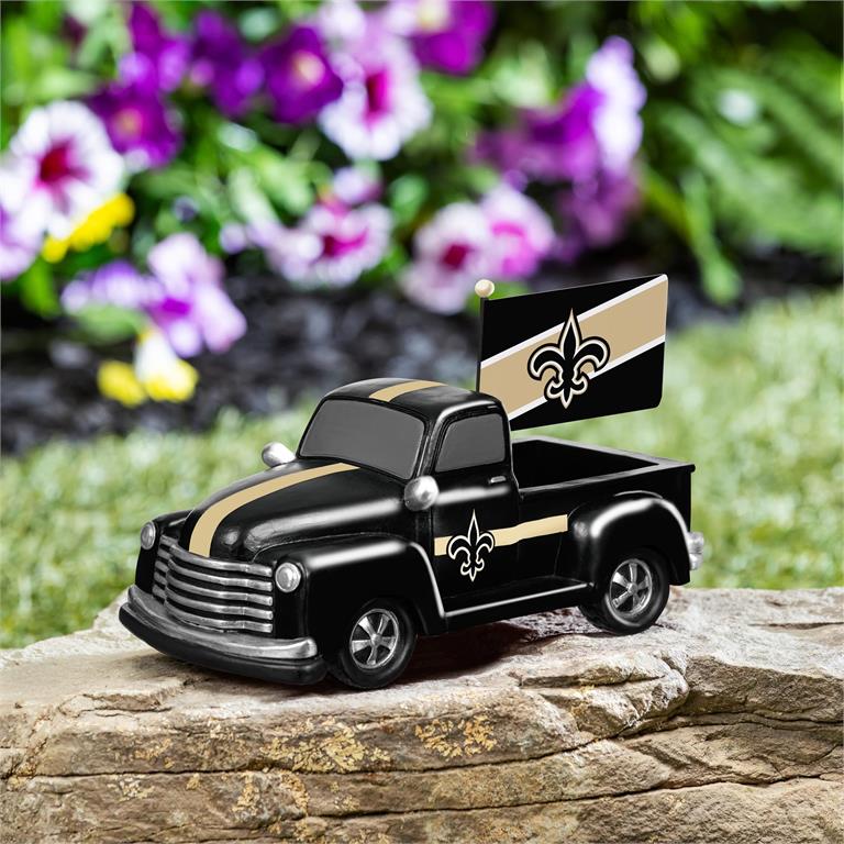 NEW ORLEANS SAINTS 9" RALLY TRUCK GARDEN STATUE WITH FLAG