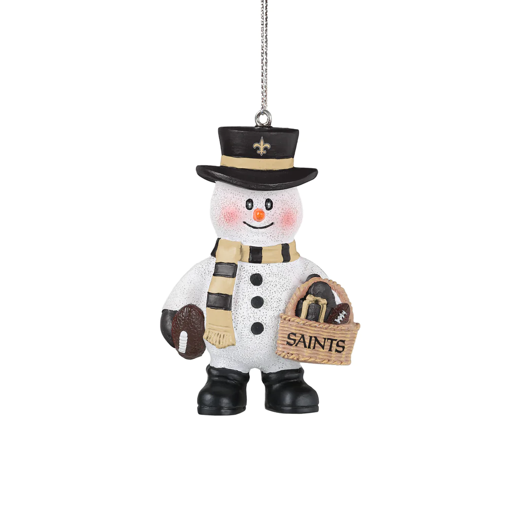 NEW ORLEANS SAINTS BASKET SNOWMAN ORNAMENT