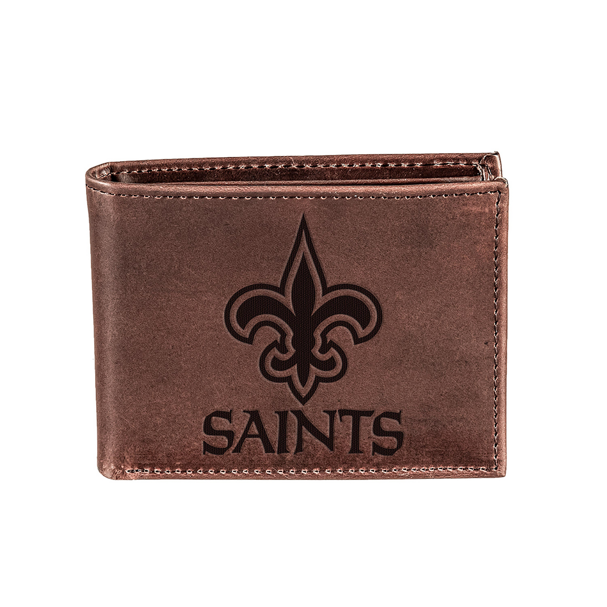 NEW ORLEANS SAINTS BROWN BI-FOLD LEATHER WALLET