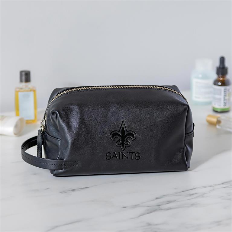 NEW ORLEANS SAINTS EMBOSSED TOILETRY BAG - BLACK