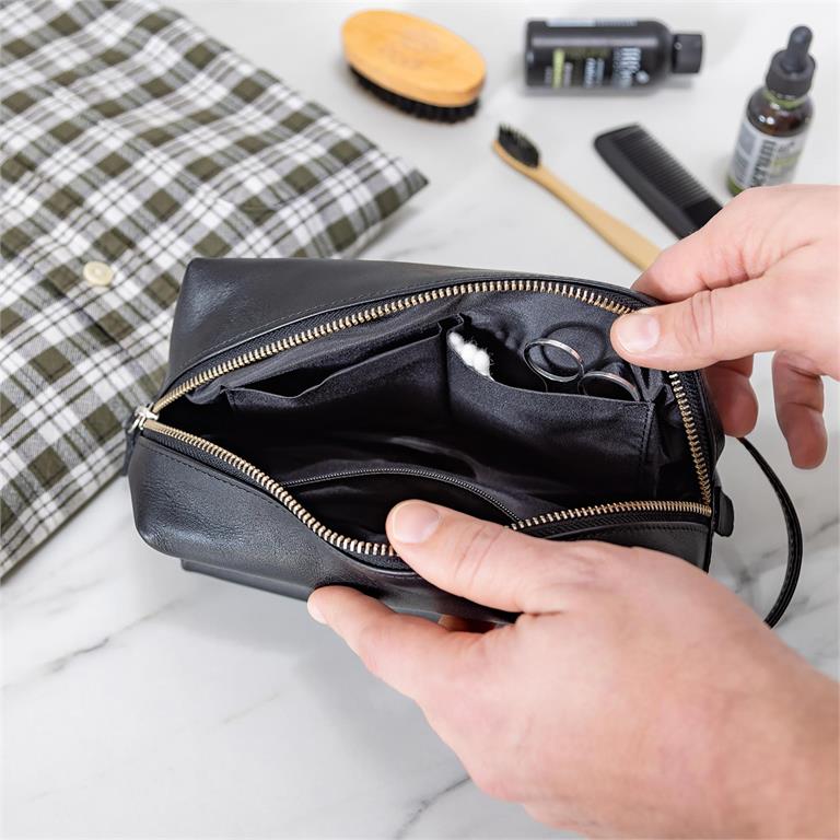 NEW ORLEANS SAINTS EMBOSSED TOILETRY BAG - BLACK