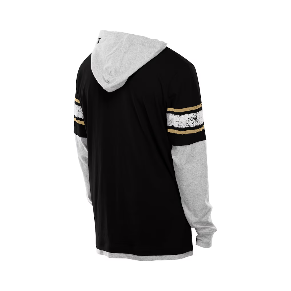 NEW ORLEANS SAINTS MEN'S NEW ERA TWOFER LAYERED LONG SLEEVE T-SHIRT - BLACK/GRAY
