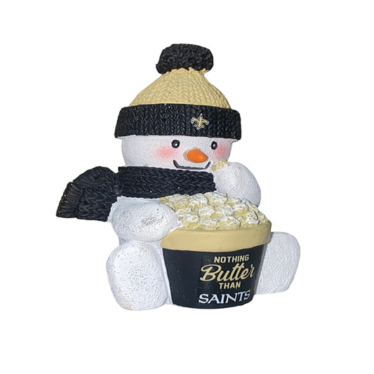 NEW ORLEANS SAINTS POPCORN SNOWMAN ORNAMENT