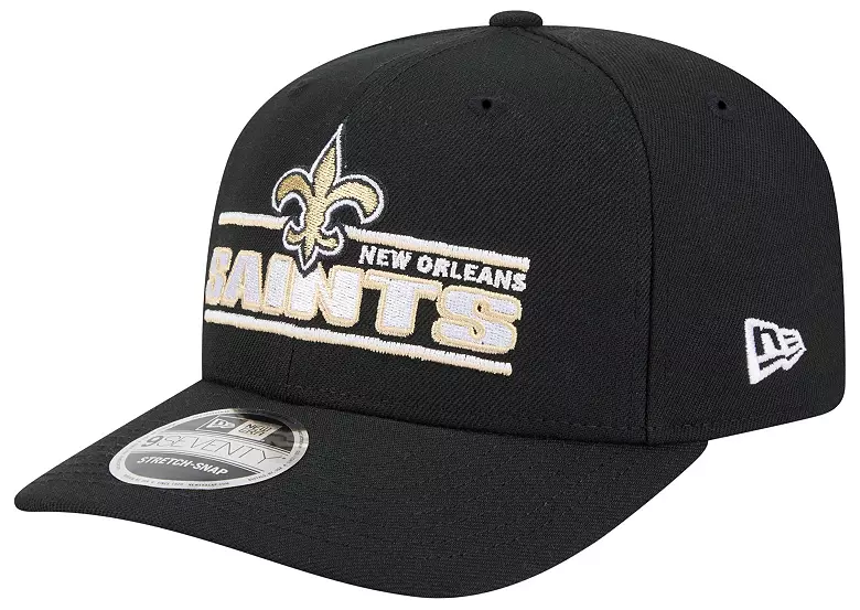 NEW ORLEANS SAINTS STATED 9SEVENTY STRETCH-SNAP ADJUSTABLE HAT - BLACK