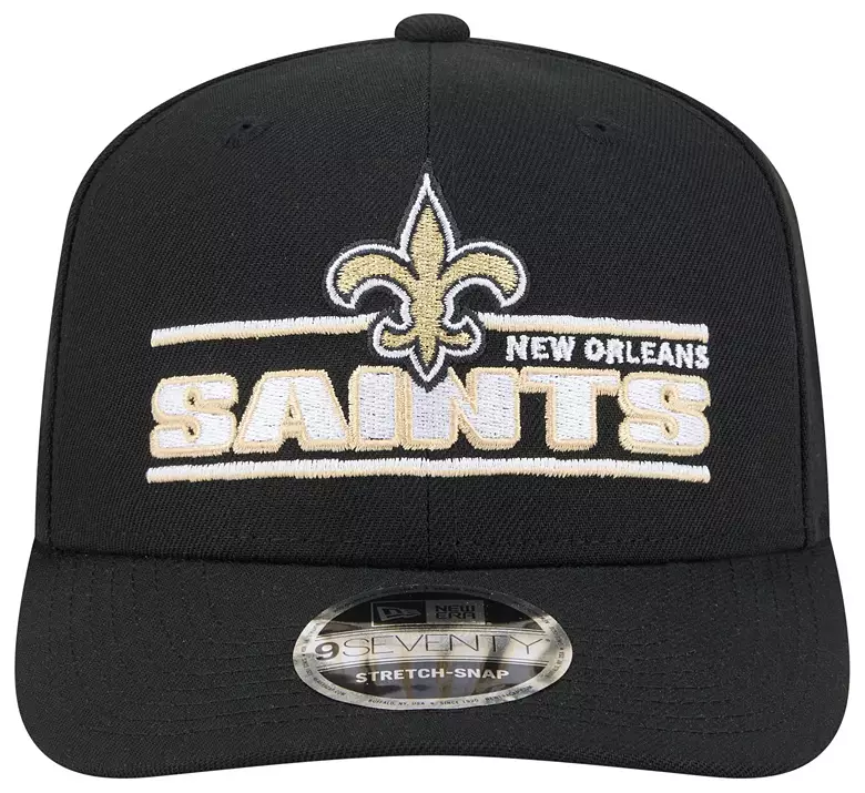 NEW ORLEANS SAINTS STATED 9SEVENTY STRETCH-SNAP ADJUSTABLE HAT - BLACK