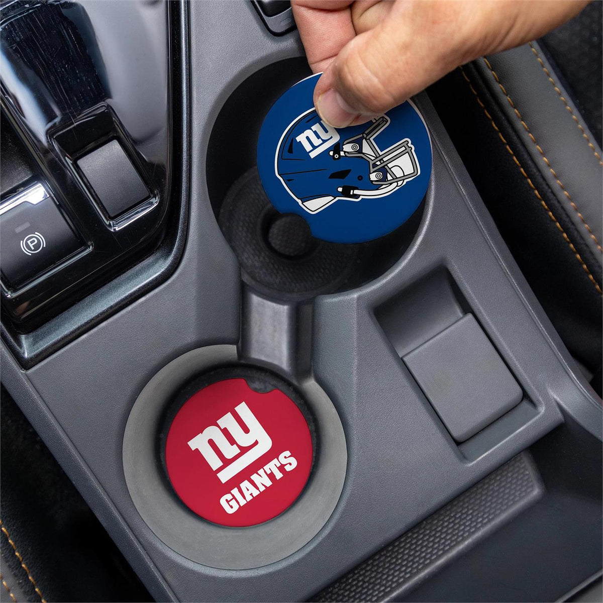 NEW YORK GIANTS 2-PIECE CAR COASTER SET