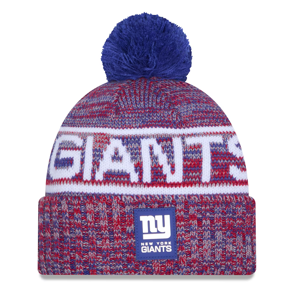 NEW YORK GIANTS 2025 NFL SIDELINE COLD WEATHER CUFFED KNIT WITH POM - RED