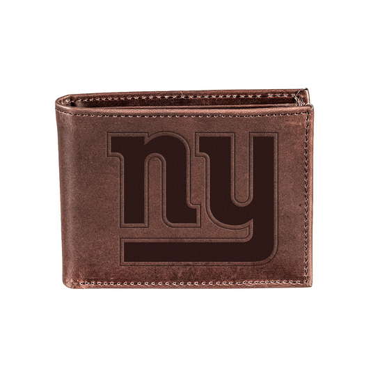 NEW YORK GIANTS BROWN BI-FOLD LEATHER WALLET