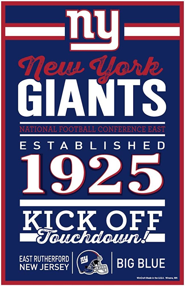 NEW YORK GIANTS HOME WORDAGE 11X17 WALL SIGN