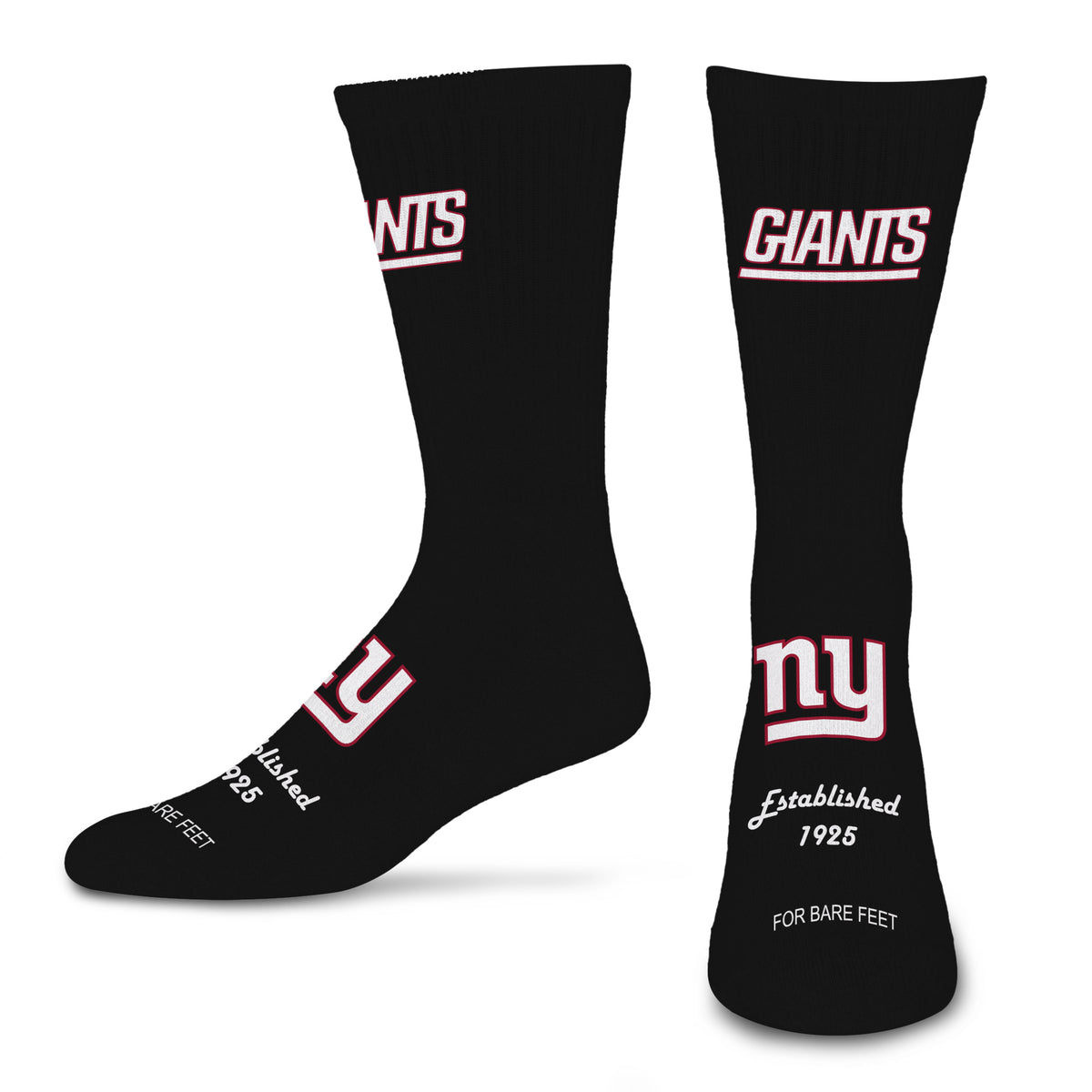 NEW YORK GIANTS MEN'S FOR BARE FEET ESTABLISHED SOCK - BLACK