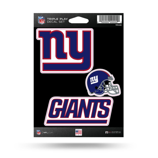 NEW YORK GIANTS TRIPLE PLAY DECAL SET