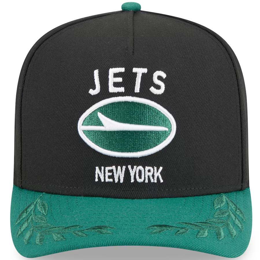 NEW YORK JETS 2025 NFL DRAFT 9FIFTY A-FRAME SNAPBACK HAT - BLACK/GREEN