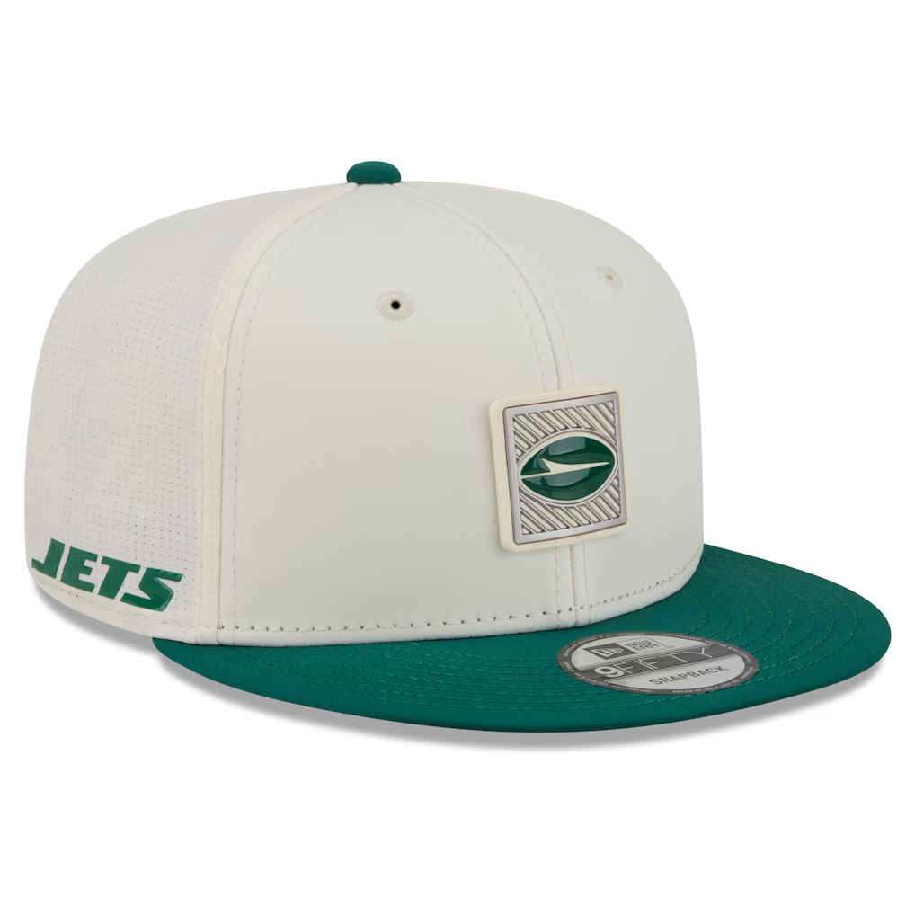 NEW YORK JETS 2026 NFL TRAINING CAMP 9FIFTY SNAPBACK HAT - CHROME WHITE/GREEN