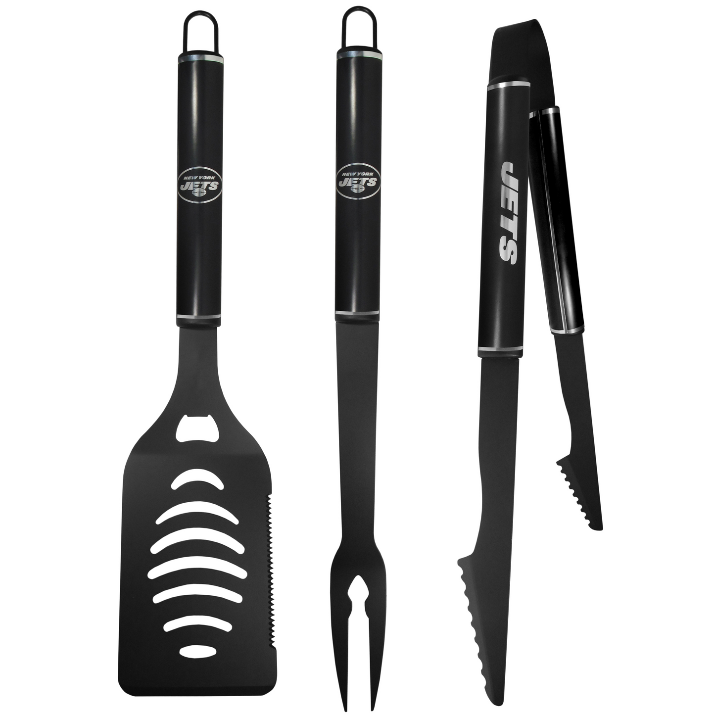 NEW YORK JETS 3 PIECE MONOCHROMATIC BBQ SET - BLACK