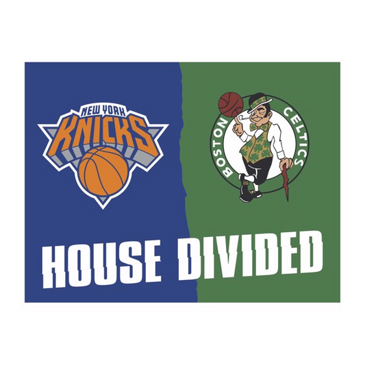 NEW YORK KNICKS / BOSTON CELTICS HOUSE DIVIDED 34" X 42.5" MAT