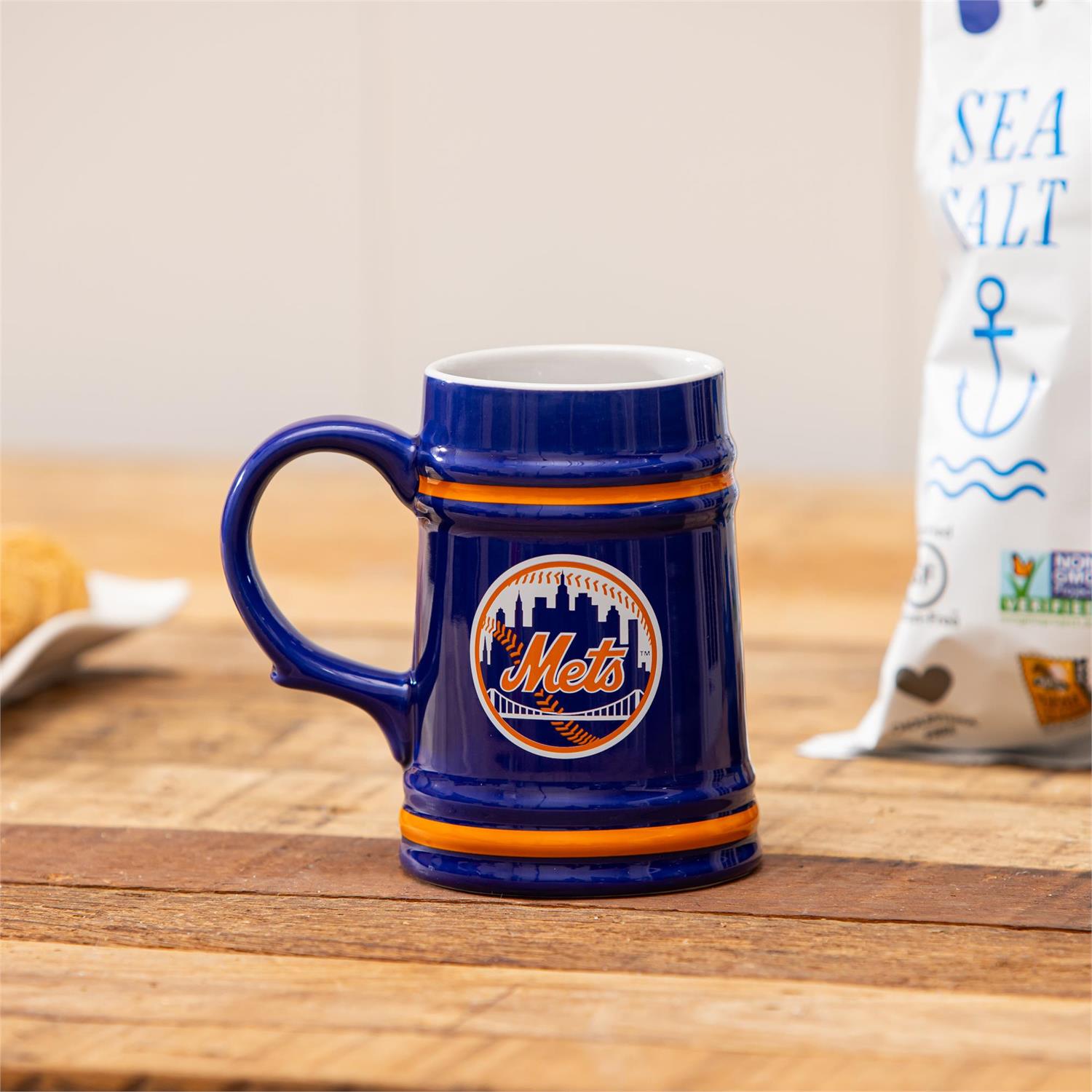 NEW YORK METS 24OZ CERAMIC STEIN CUP WITH GIFT BOX
