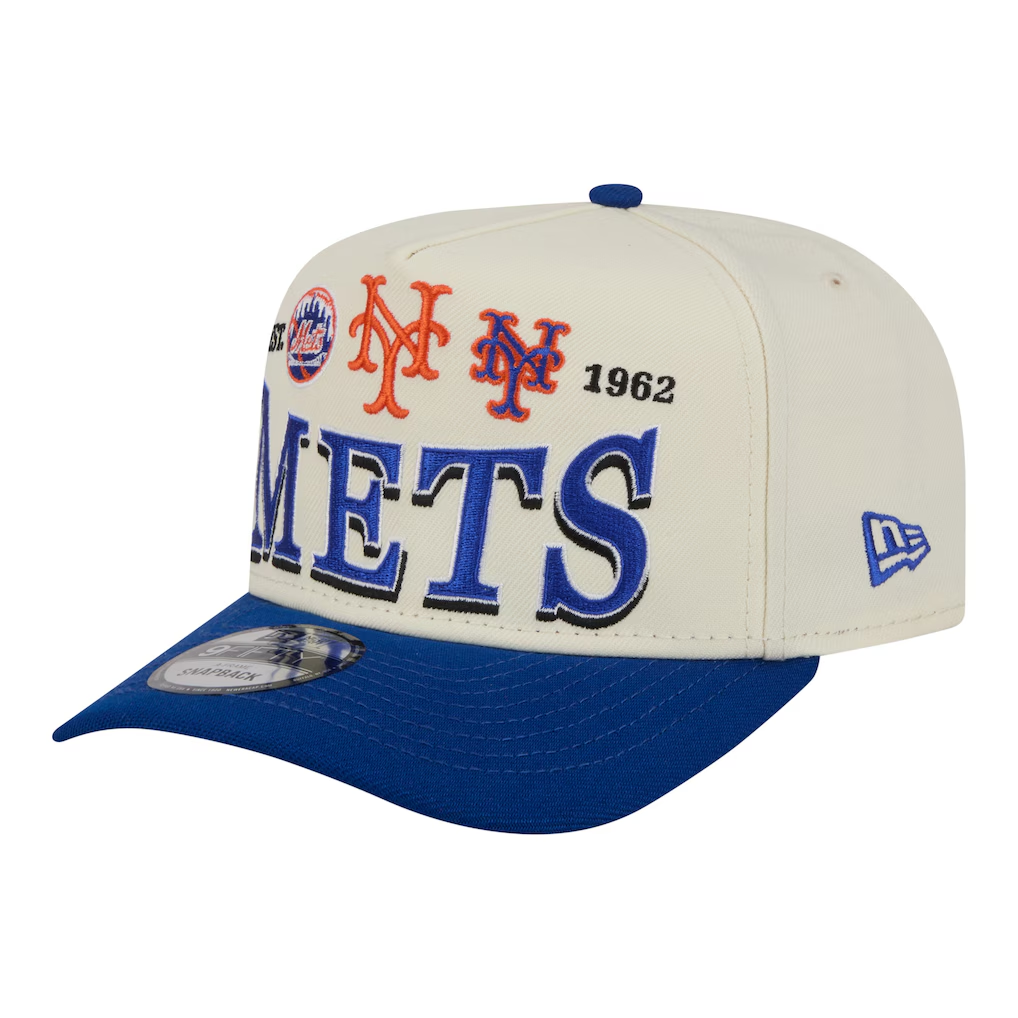 NEW YORK METS NEW ERA TRI-HIT 9FIFTY A-FRAME SNAPBACK HAT - CHROME WHITE/BLUE