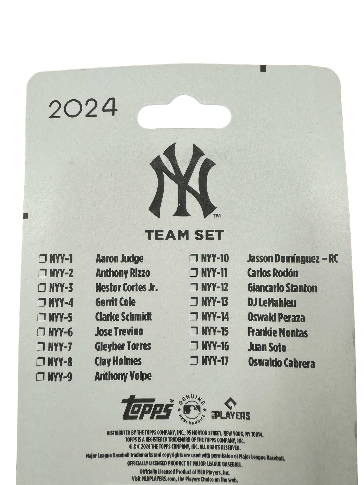 NEW YORK YANKEES 2024 TOPPS TEAM SET