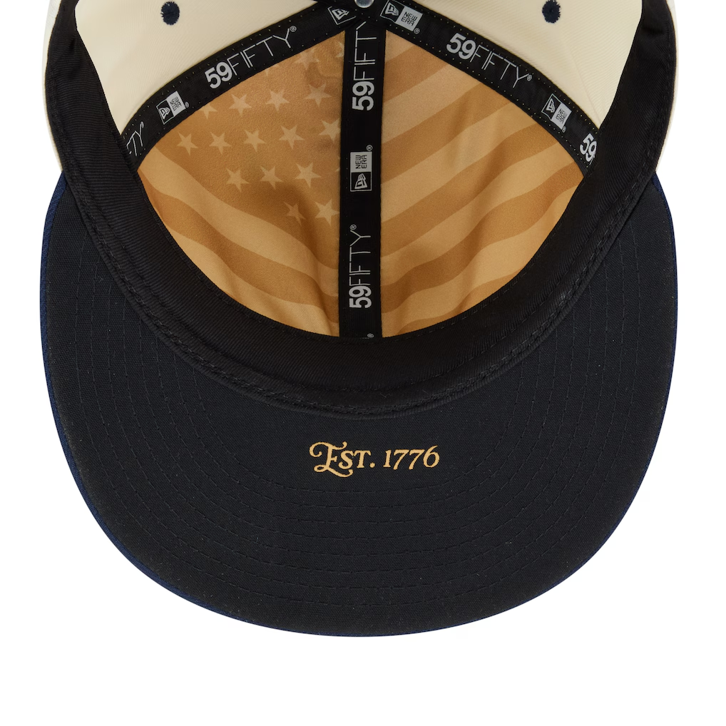 NEW YORK YANKEES 2026 MLB USA 250 4TH OF JULY 59FIFTY FITTED HAT - CHROME WHITE/NAVY