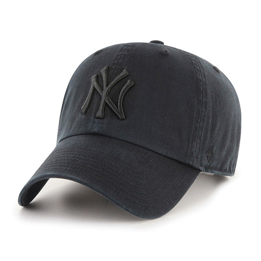 NEW YORK YANKEES '47 BRAND CLEAN UP ADJUSTABLE HAT - BLACK/BLACK