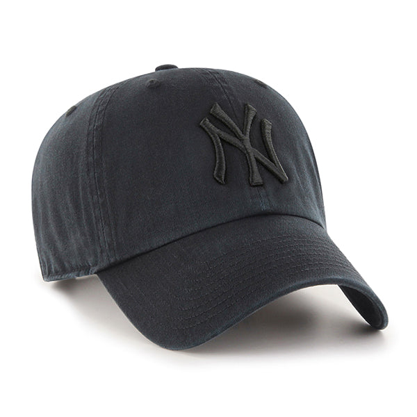 NEW YORK YANKEES '47 BRAND CLEAN UP ADJUSTABLE HAT - BLACK/BLACK