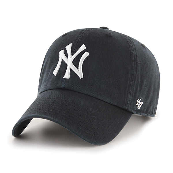 NEW YORK YANKEES '47 BRAND CLEAN UP ADJUSTABLE HAT - BLACK/WHITE