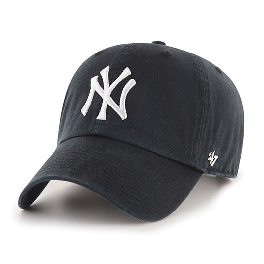 NEW YORK YANKEES '47 BRAND CLEAN UP ADJUSTABLE HAT - BLACK/WHITE
