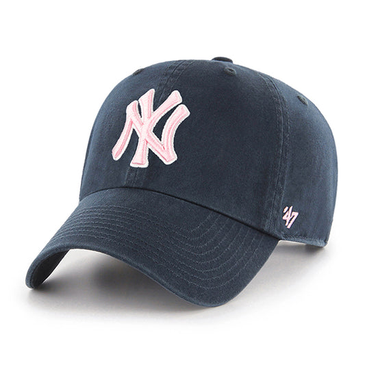NEW YORK YANKEES '47 BRAND CLEAN UP ADJUSTABLE HAT - NAVY/ROSE