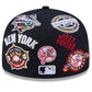 NEW YORK YANKEES ALL OVER PATCH 59FIFTY FITTED HAT - NAVY