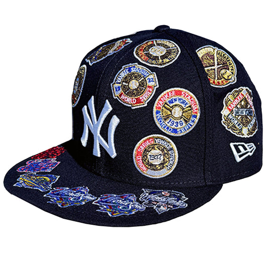 NEW YORK YANKEES ALL OVER PATCH 9FIFTY SNAPBACK HAT - NAVY