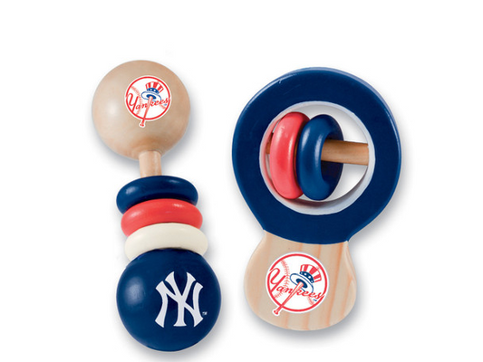 SONAJEROS DE MADERA PARA BEBÉ NEW YORK YANKEES