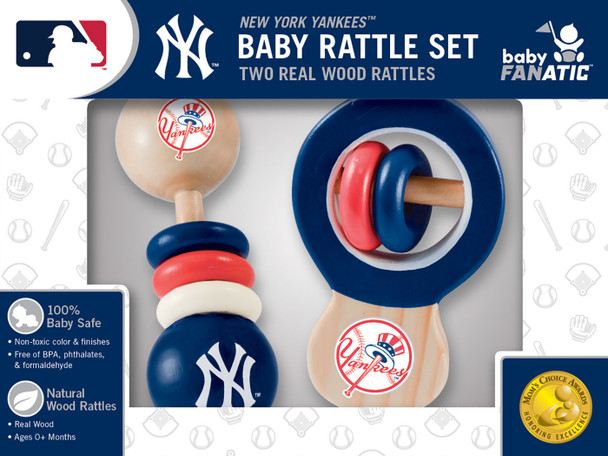 SONAJEROS DE MADERA PARA BEBÉ NEW YORK YANKEES