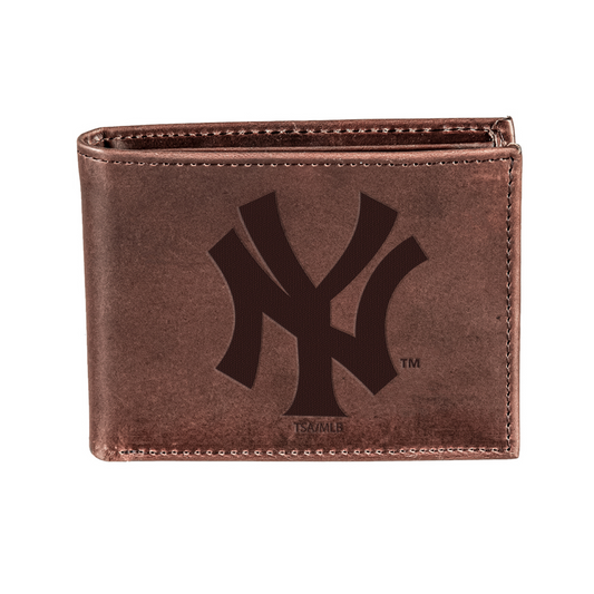 NEW YORK YANKEES BROWN BI-FOLD LEATHER WALLET