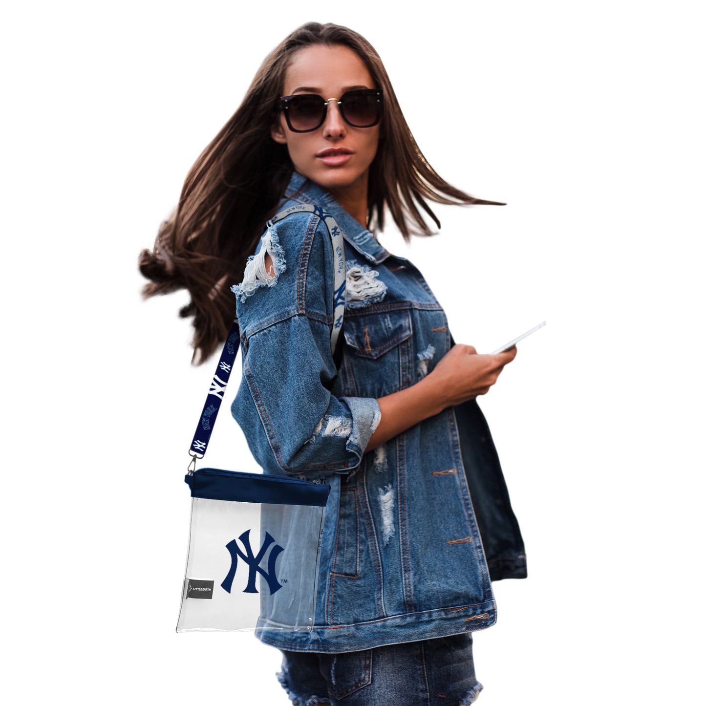 NEW YORK YANKEES CLEAR STADIUM PATTERN STRAP BAG