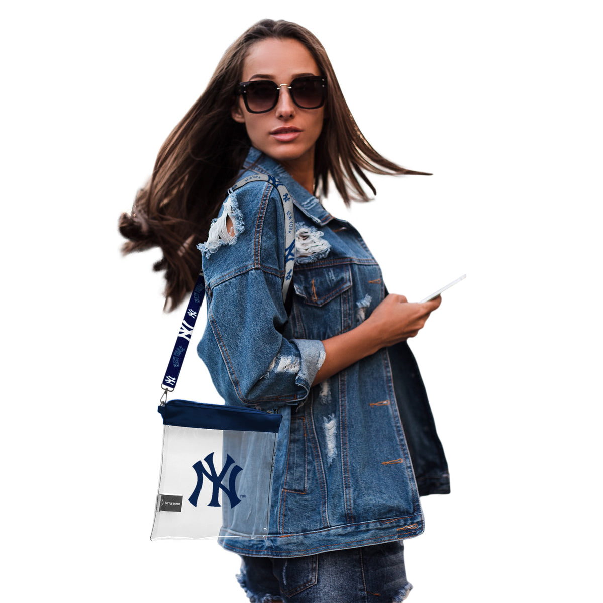 NEW YORK YANKEES CLEAR STADIUM PATTERN STRAP BAG