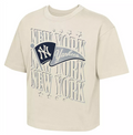 NEW YORK YANKEES GIRLS OUTERSTUFF TEAM FLAG BOXY T-SHIRT - TAN