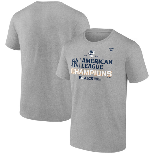 NEW YORK YANKEES MEN'S 2024 AMERICAN LEAGUE CHAMPIONS LOCKER ROOM T-SHIRT - GRAY