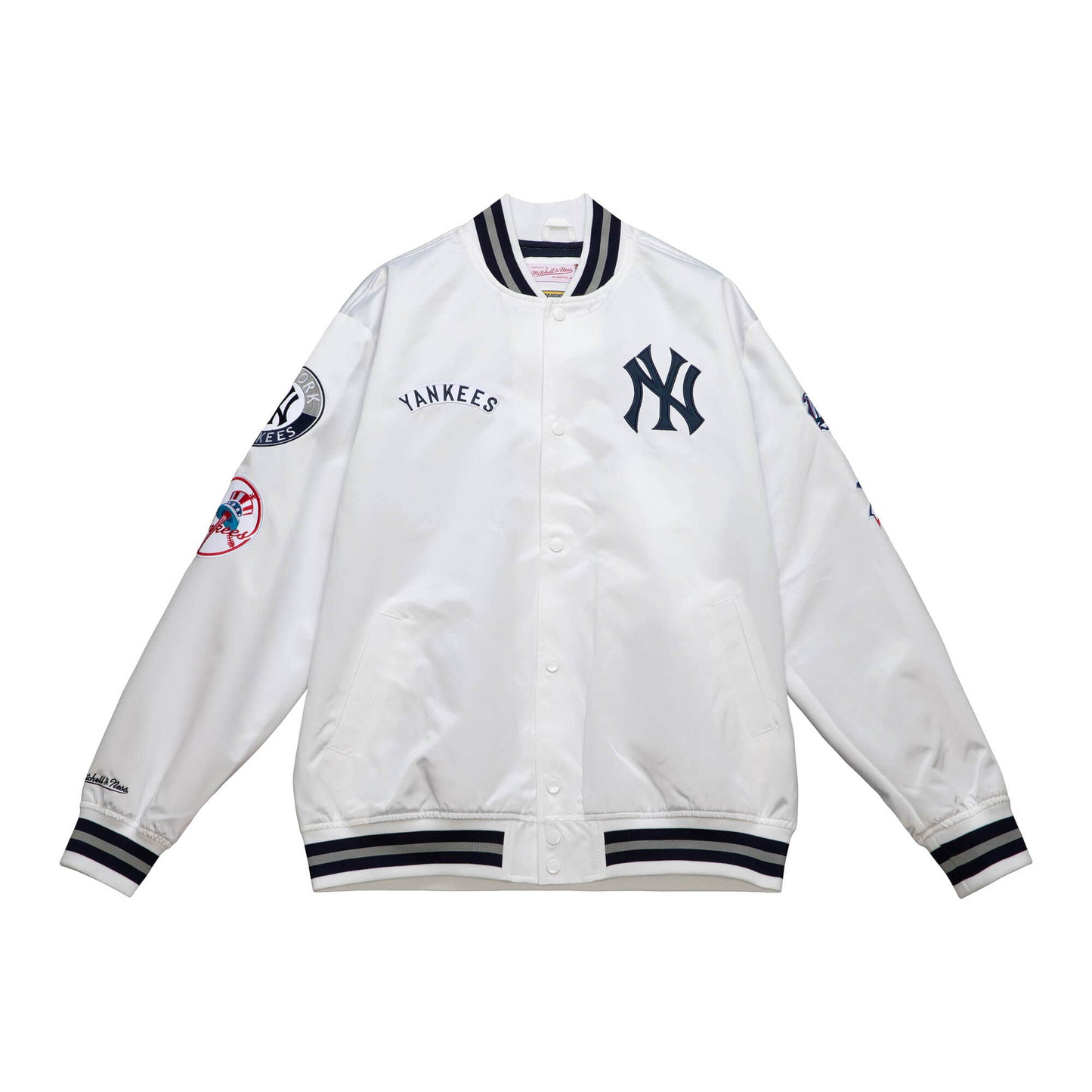 NEW YORK YANKEES MEN'S MITCHELL & NESS CITY COLLECTION LIGHTWEIGHT SATIN JACKET - WHITE