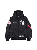 NEW YORK YANKEES MEN'S NEWERA X ALPHA INDUSTRIES L-2B HOODED BOMBER JACKET - BLACK