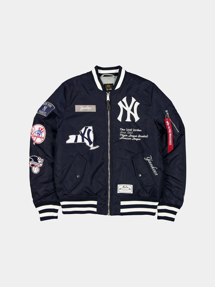 NEW YORK YANKEES MEN'S NEWERA X ALPHA INDUSTRIES MA-1 BOMBER JACKET - NAVY
