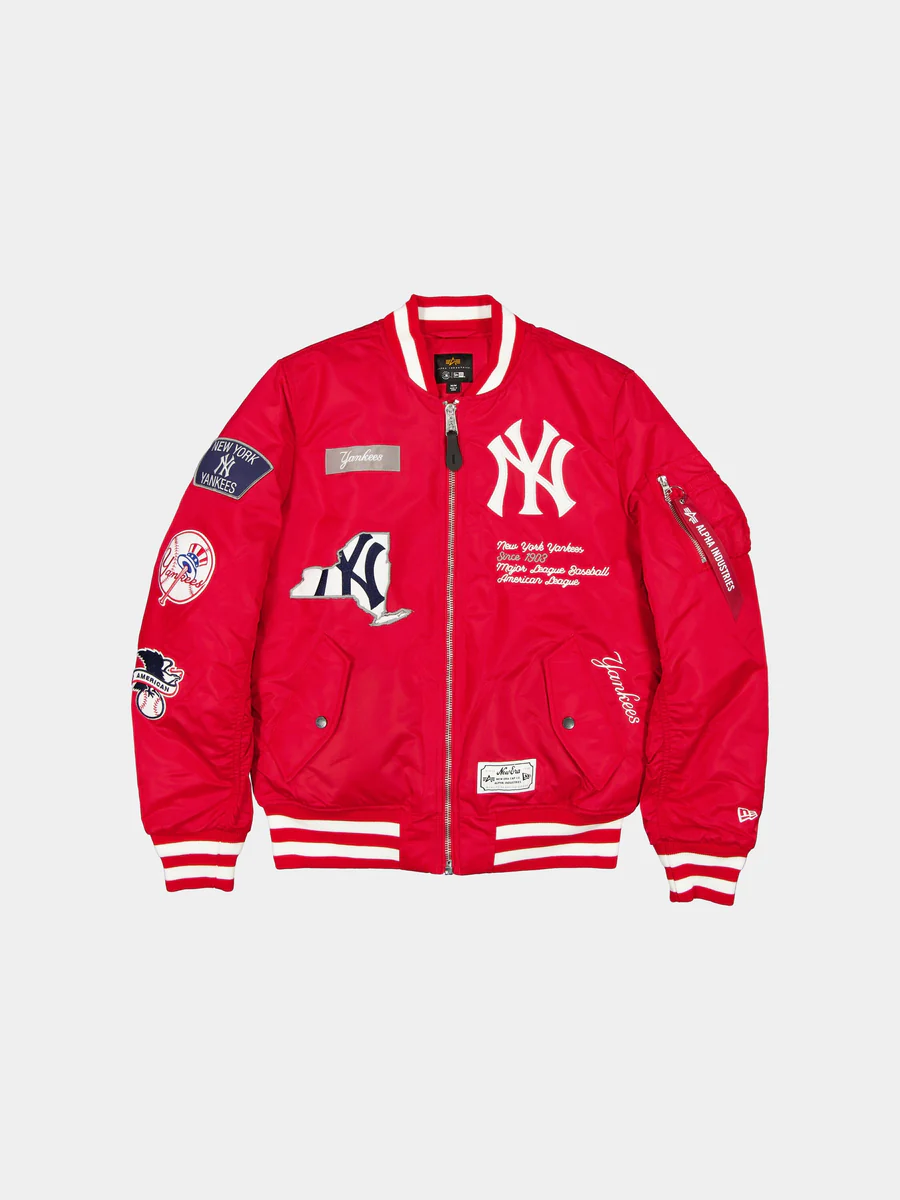 NEW YORK YANKEES MEN'S NEWERA X ALPHA INDUSTRIES MA-1 BOMBER JACKET - RED