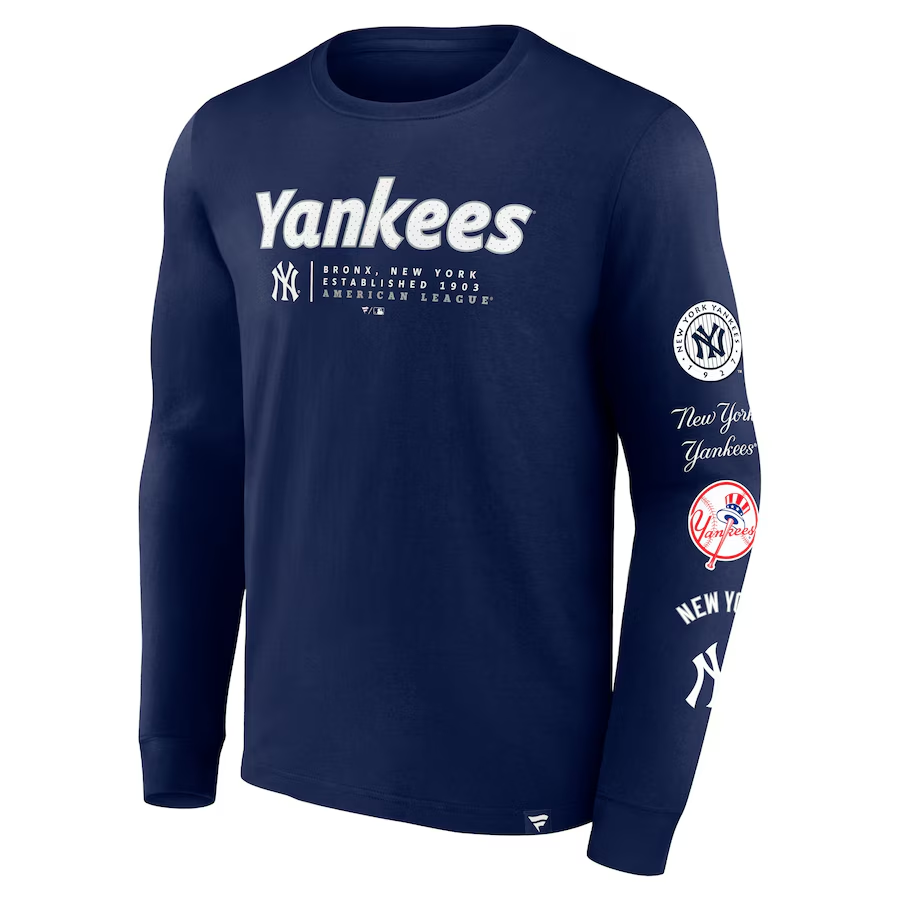 NEW YORK YANKEES MEN'S STRIKE THE GOAL LONG SLEEVE T-SHIRT