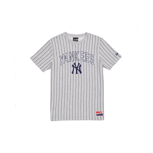 NEW YORK YANKEES MEN'S THROWBACK PINSTRIPE T-SHIRT - GRAY